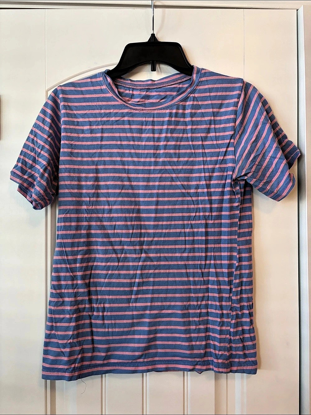 Striped Short Sleeve Tee in Blue & Pink